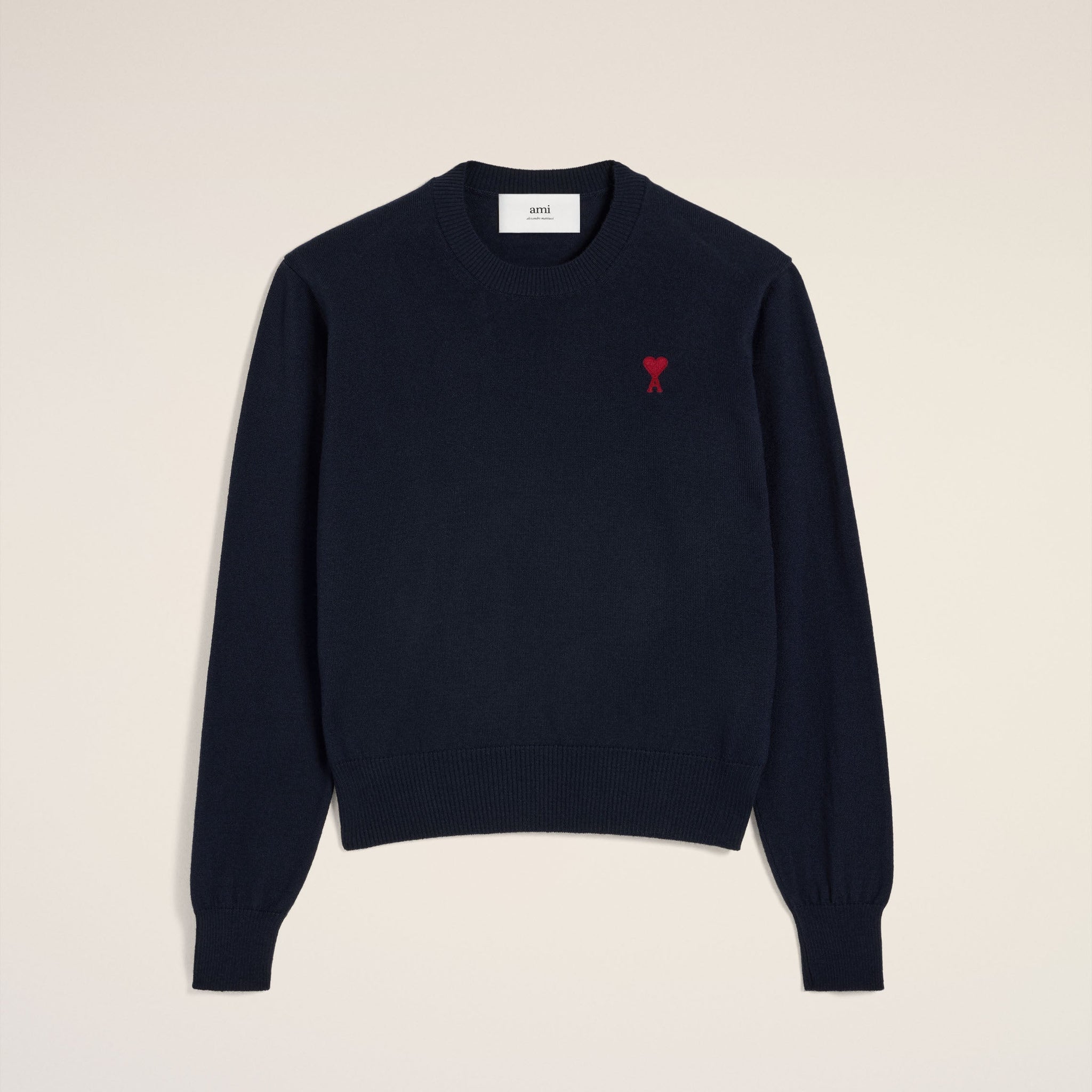 Navy Wool Ami de Coeur Crew Neck Sweater