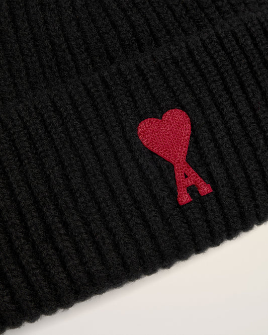 Black Merino Wool Ami De Coeur Beanie