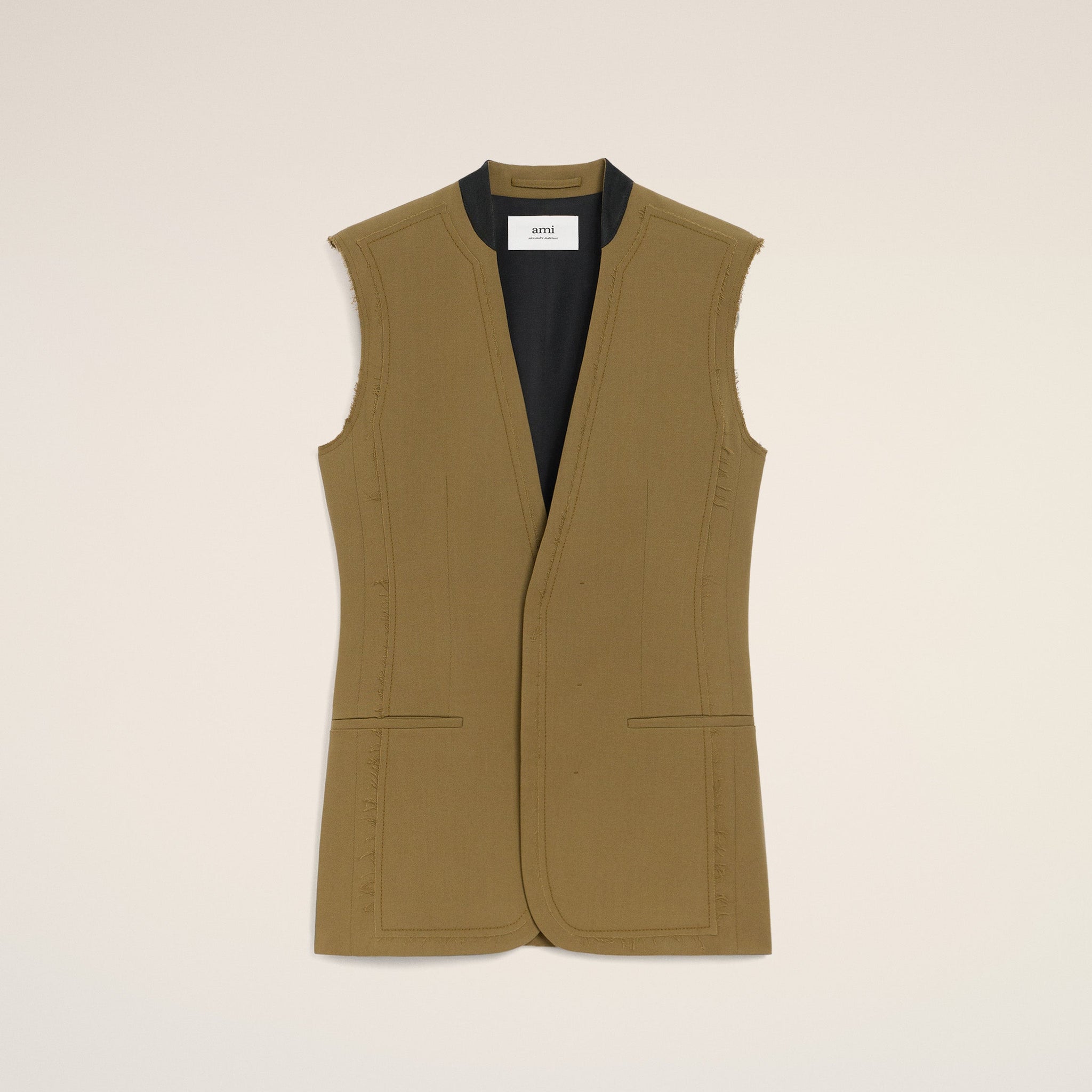 Green Wool Sleeveless Jacket