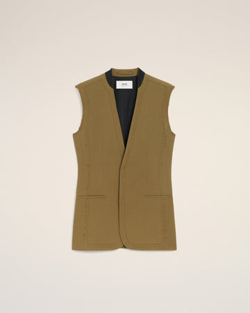 Green Wool Sleeveless Jacket