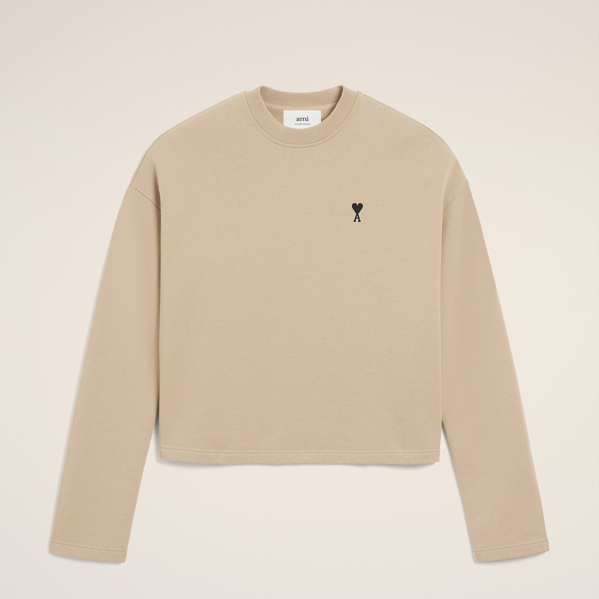 Beige Cotton Contrasted Ami De Coeur Sweatshirt