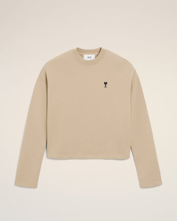 Beige Cotton Contrasted Ami De Coeur Sweatshirt