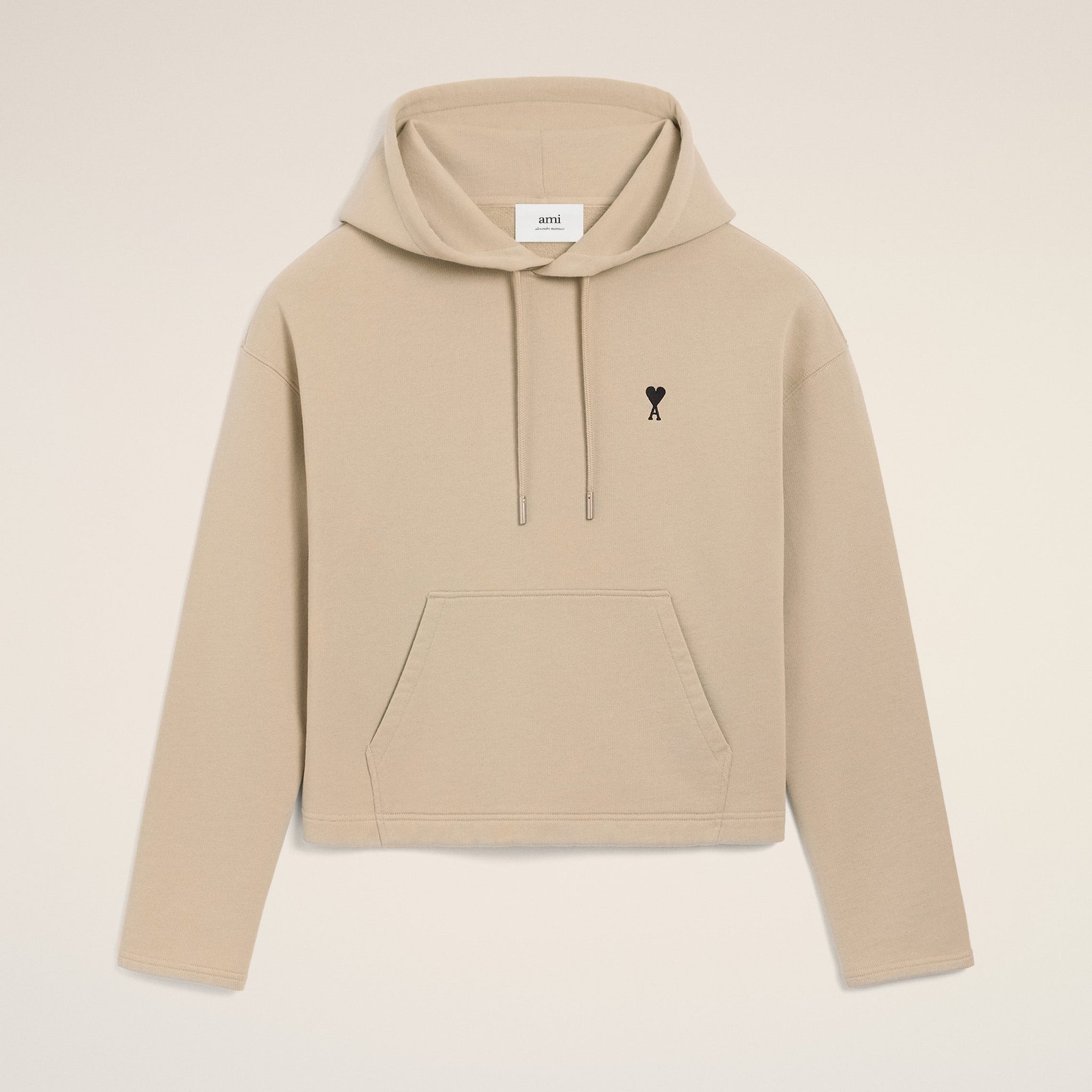 Beige Cotton Contrasted Ami De Coeur Hoodie