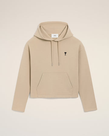 Beige Cotton Contrasted Ami De Coeur Hoodie