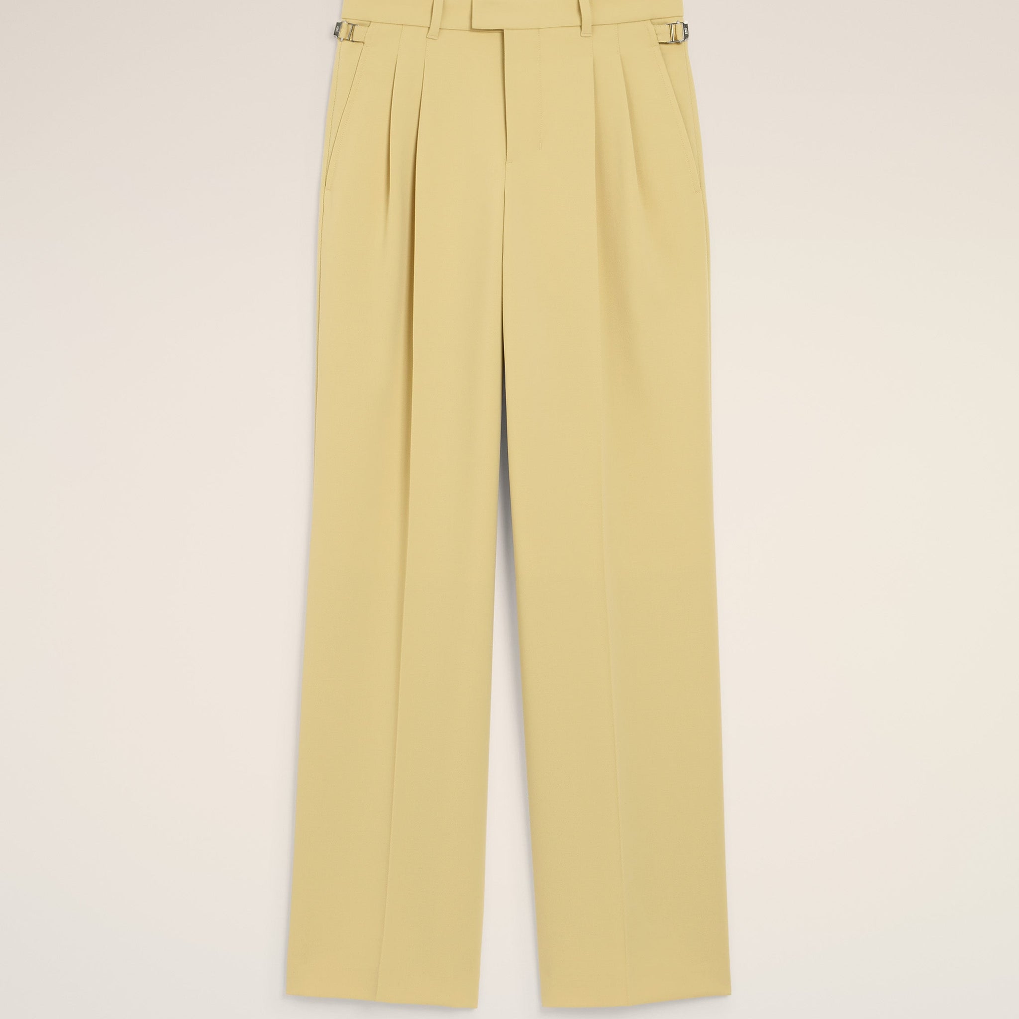 Green Wool Tabs Wide Trousers