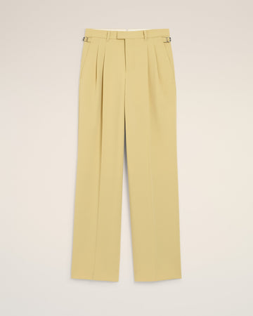 Green Wool Tabs Wide Trousers