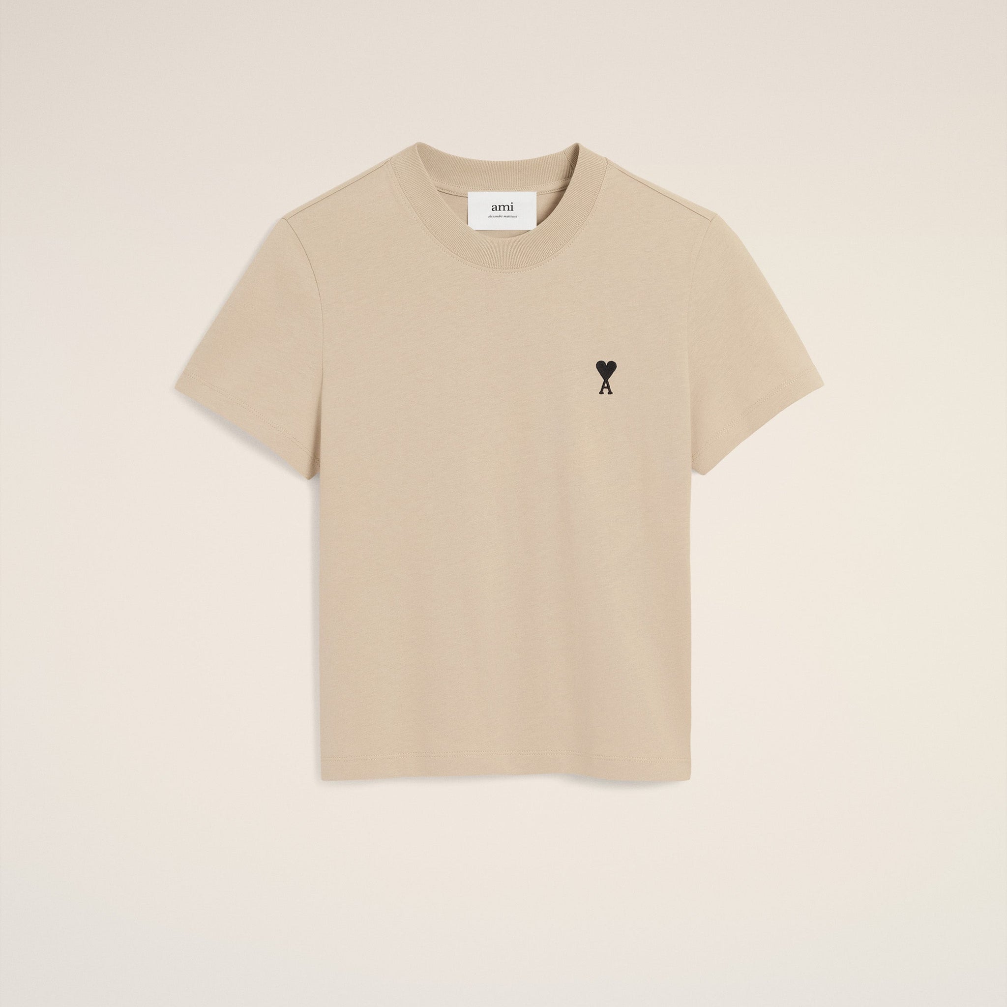 Beige Cotton Cropped Ami De Coeur T-shirt