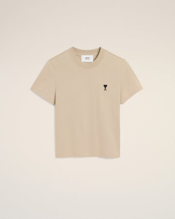 Beige Cotton Cropped Ami De Coeur T-shirt