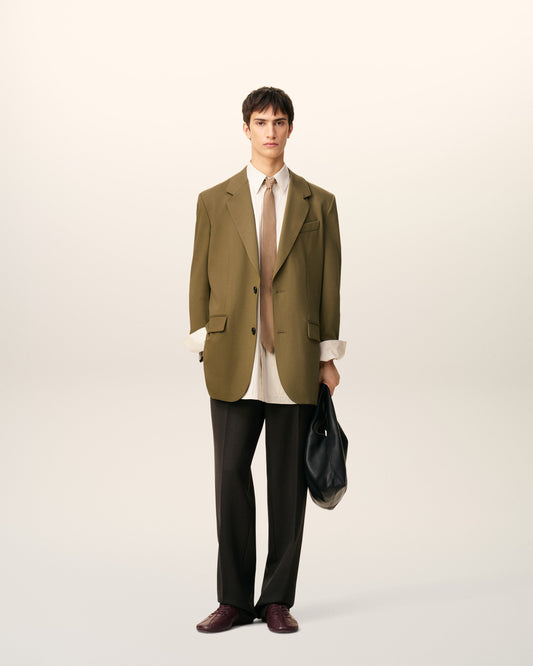 Green Wool Loose Double Breasted Jacket