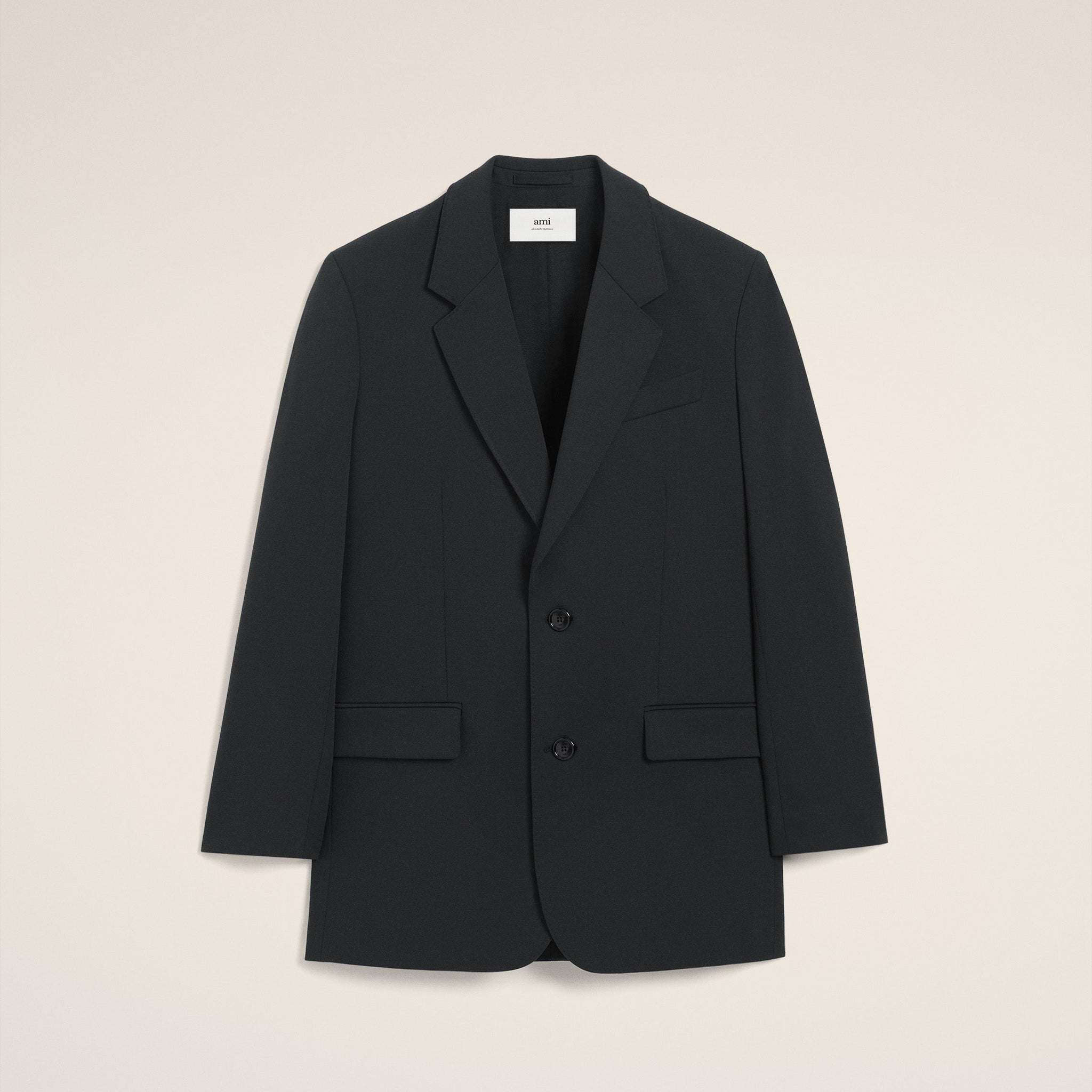 Black  Wool Loose Double Breasted Jacket