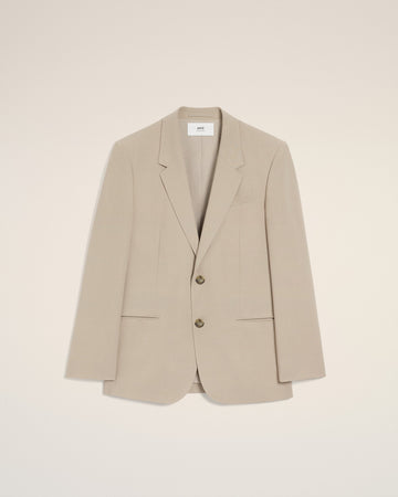 Beige Wool Single Breasted Jacket