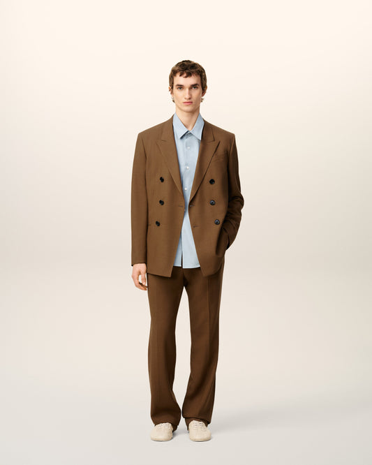 Brown Wool Double Breasted Jacket