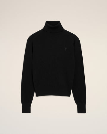 Black Wool Ami De Coeur Turtle Neck Sweater