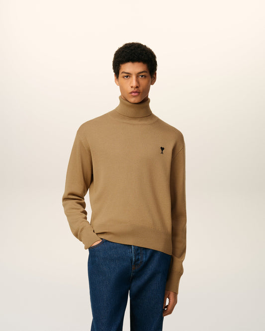 Brown Wool Ami De Coeur Turtle Neck Sweater