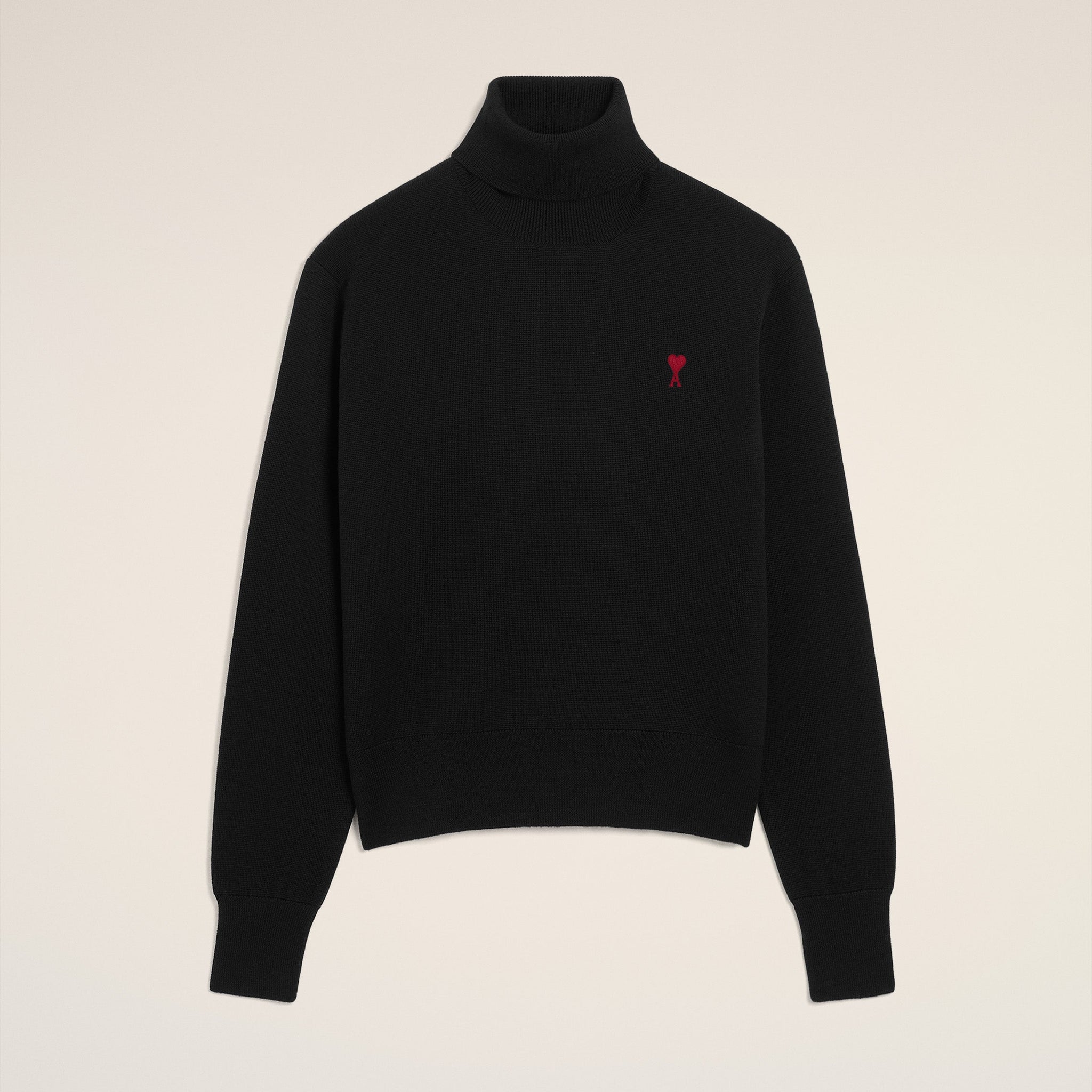 Black Wool Ami De Coeur Turtle Neck Sweater