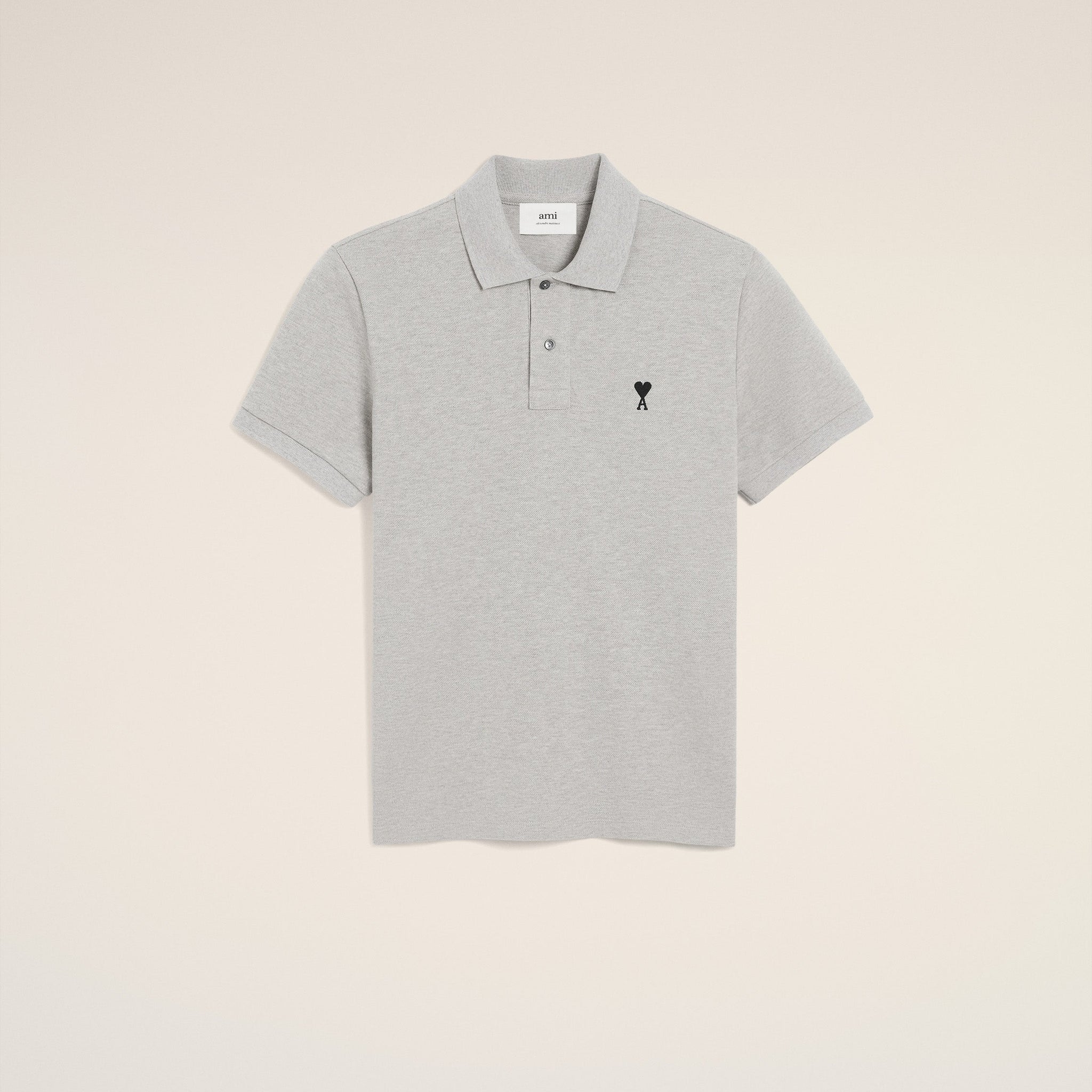 Grey Cotton Contrasted Ami De Coeur Polo Shirt