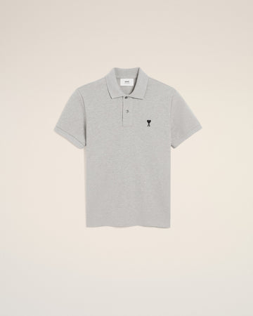 Grey Cotton Contrasted Ami De Coeur Polo Shirt