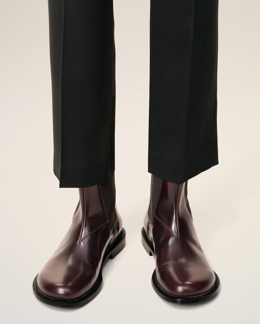 Burgundy Leather Anatomical Toe Chelsea Boots