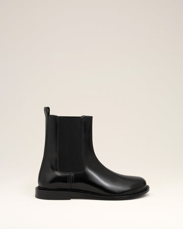 Black Leather Anatomical Toe Chelsea Boots
