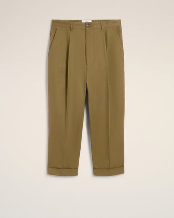 Green Cotton Carrot Oversized Trousers