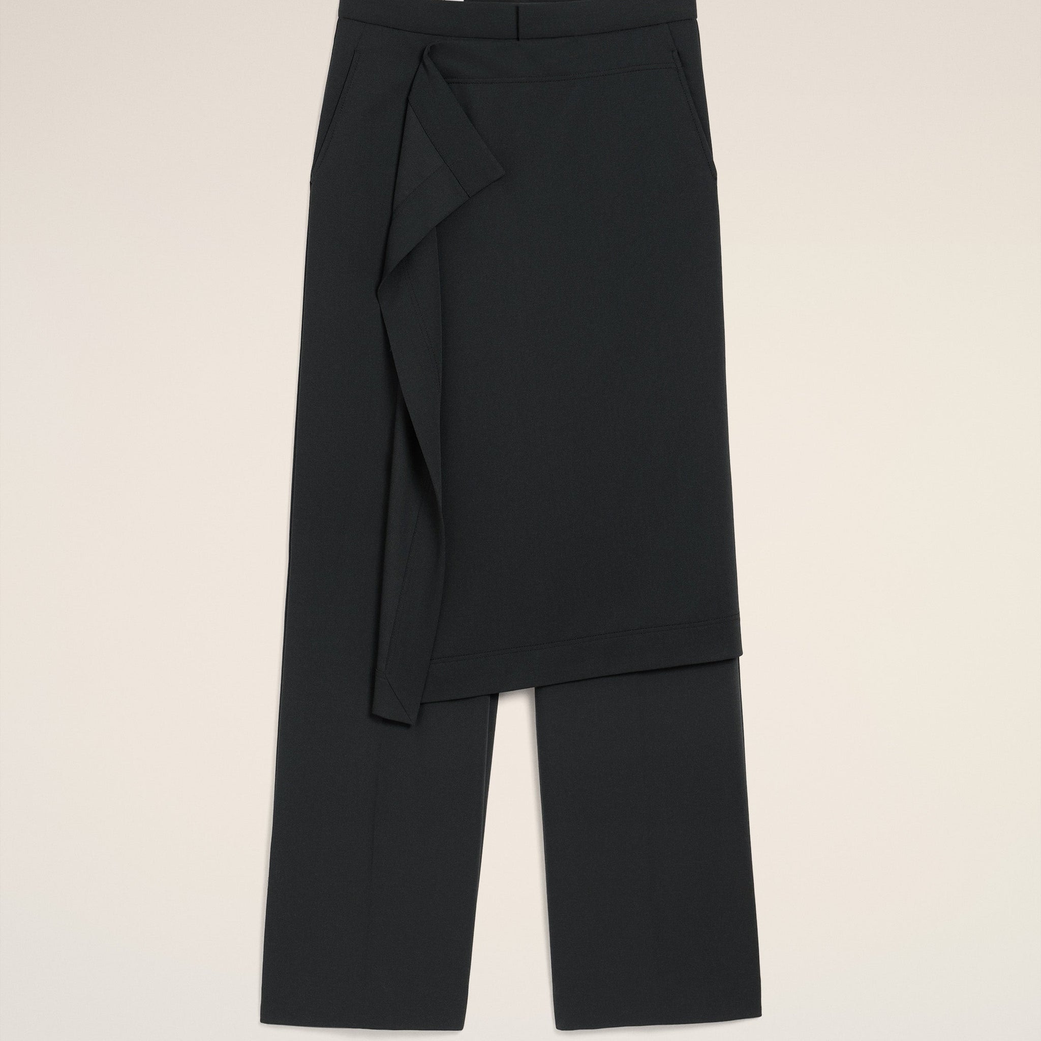Black Wool Panel Large Trousers