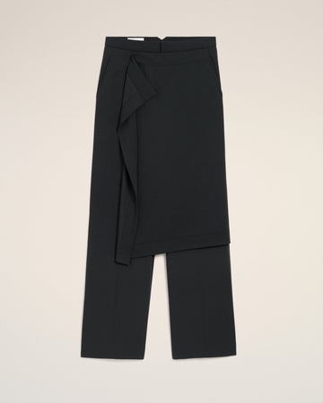 Black Wool Panel Large Trousers