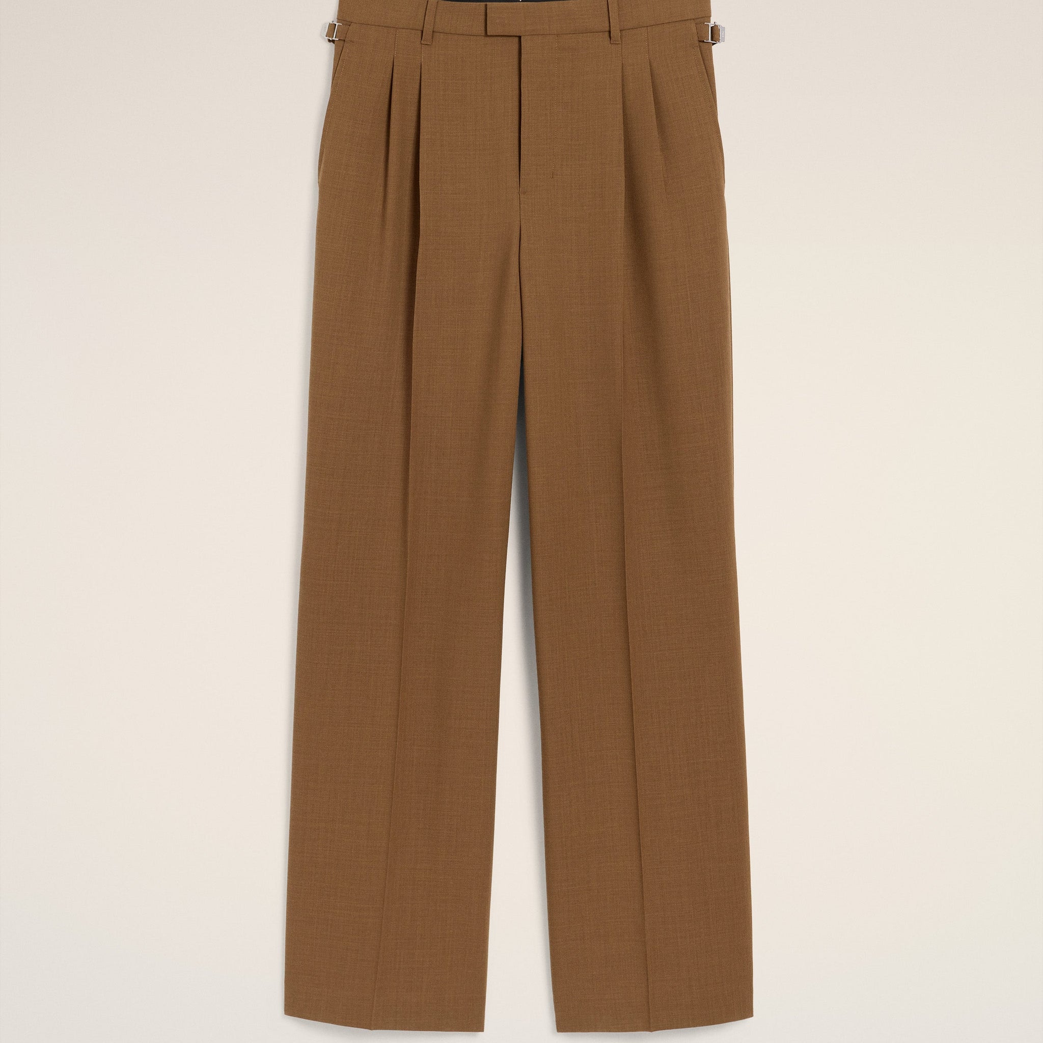 Brown Wool Tabs Wide Trousers
