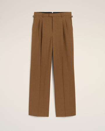 Brown Wool Tabs Wide Trousers