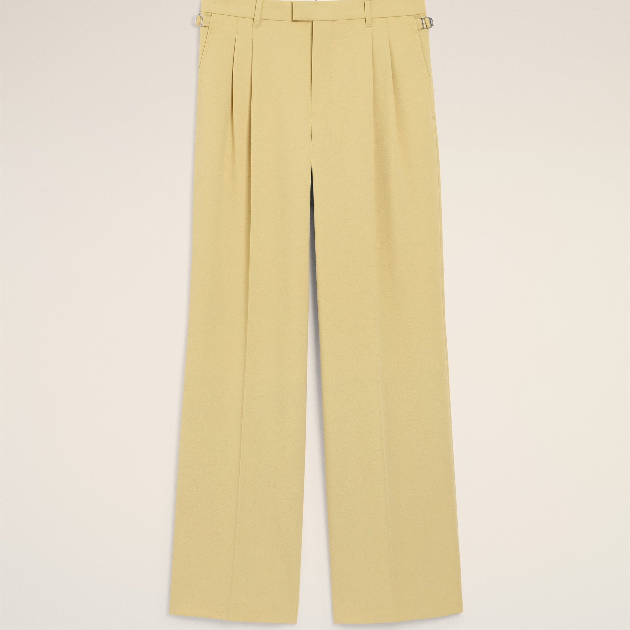 Green Wool Low Waist Wide Trousers