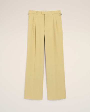 Green Wool Low Waist Wide Trousers