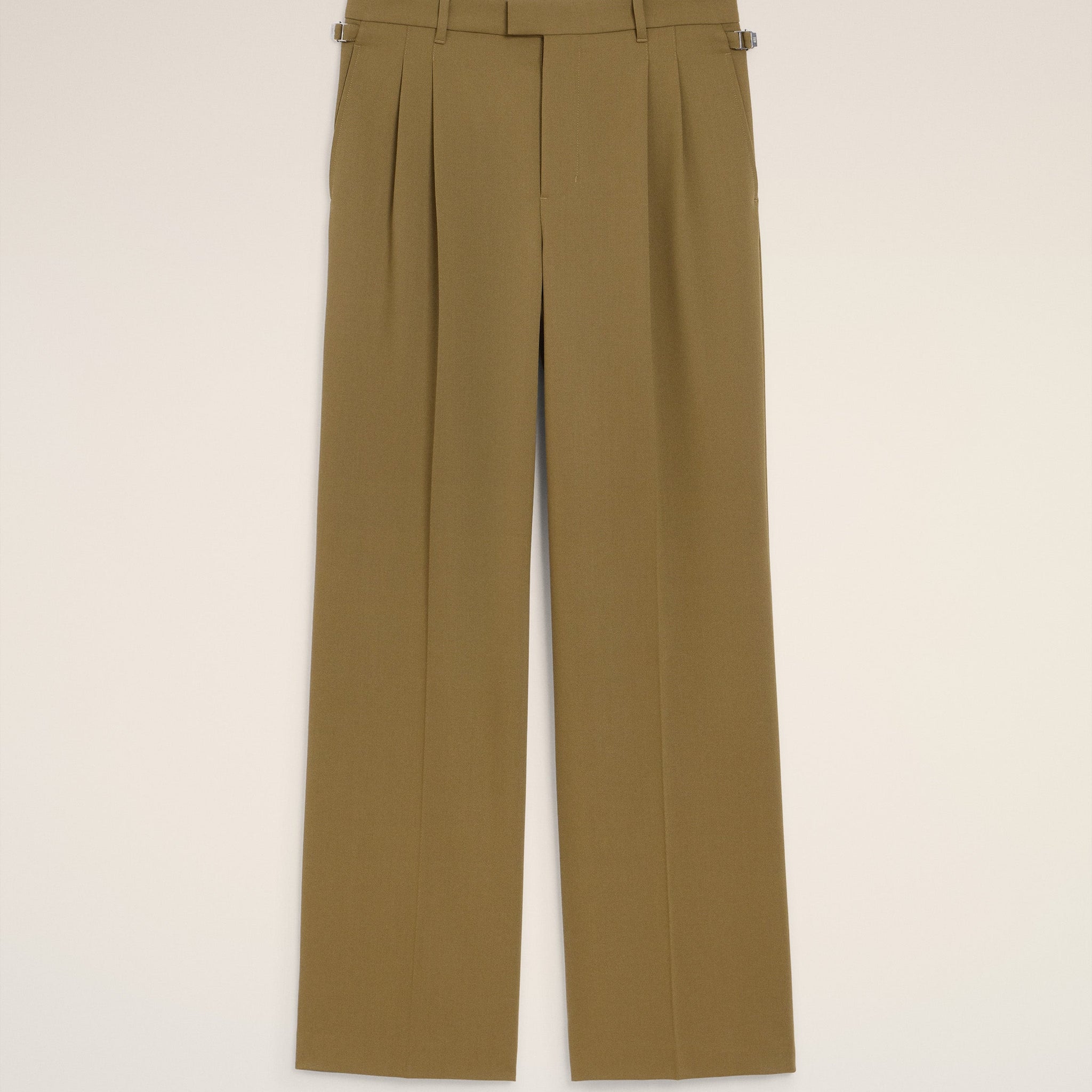 Green Wool Low Waist Wide Trousers