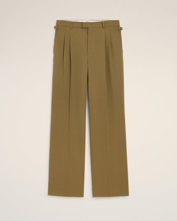 Green Wool Low Waist Wide Trousers