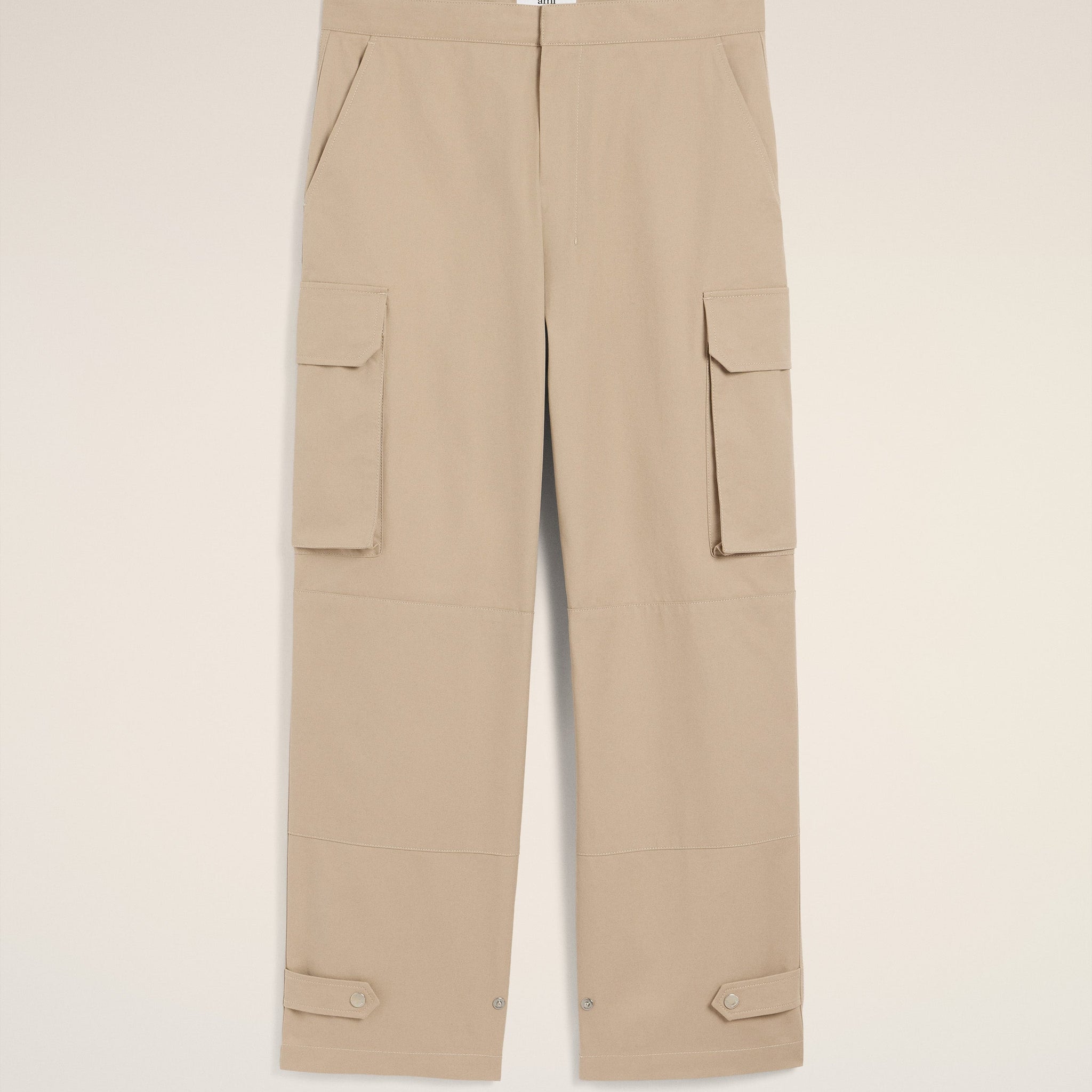 Beige Cotton Gabardine Cargo Trousers