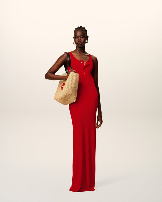 Red Light Ribbed Jersey Long Tankop Dress