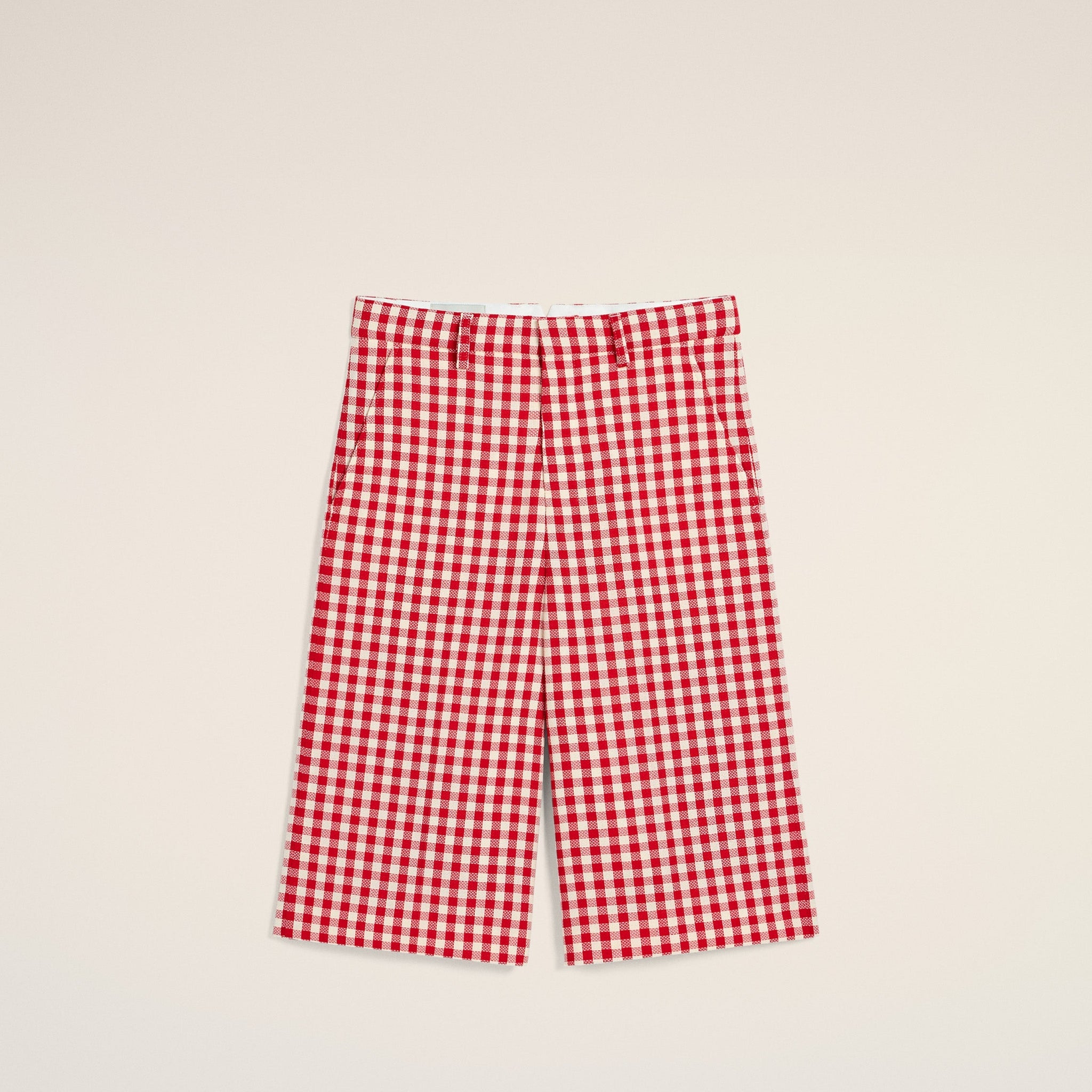 Plaid Red Wool Wide Bermuda