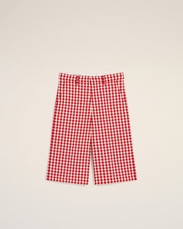 Plaid Red Wool Wide Bermuda