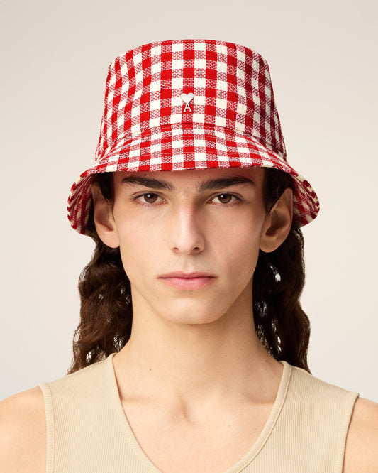 Plaid Red Wool Bucket Hat