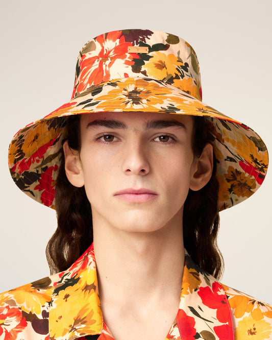 Yellow Floral Cotton Hat