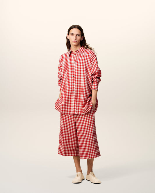 Plaid Red Wool Loose Shirt