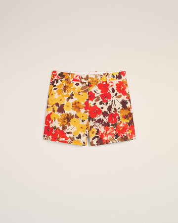 Yellow Floral Cotton Shorts