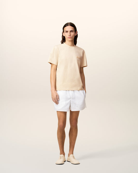 Beige Cotton Ami Patch T-Shirt