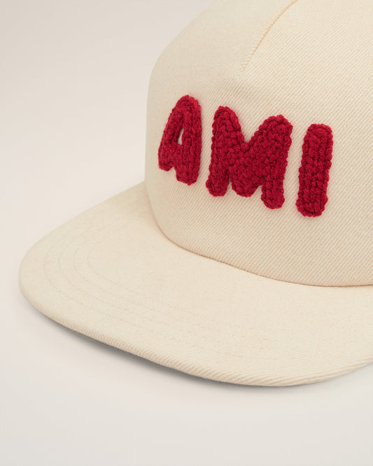 Beige Cotton Ami Paris Patch Trucker Cap