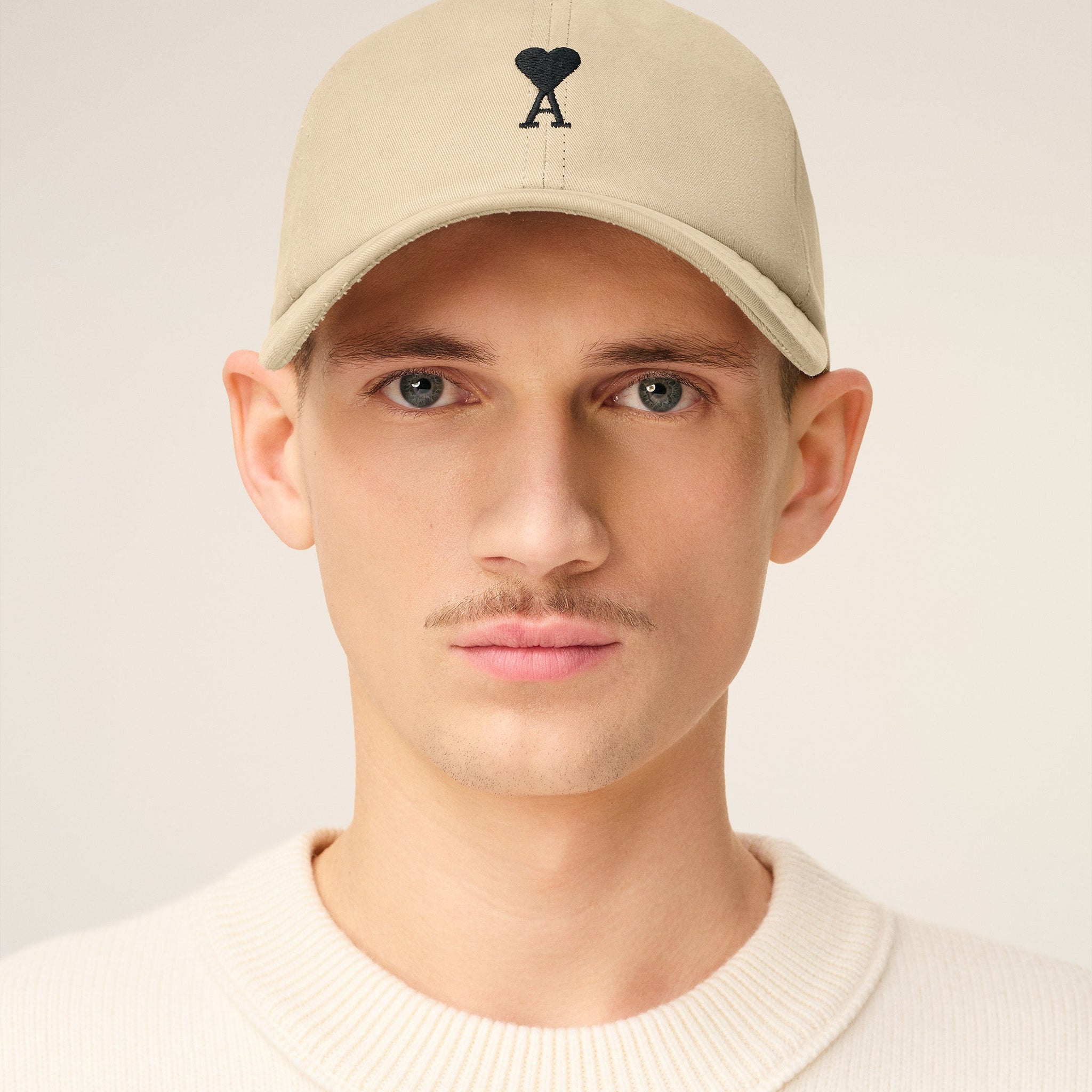 Beige Cotton Ami De Coeur Embroidery Cap