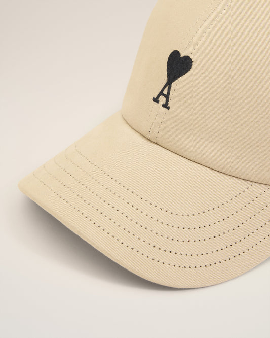 Beige Cotton Ami De Coeur Embroidery Cap