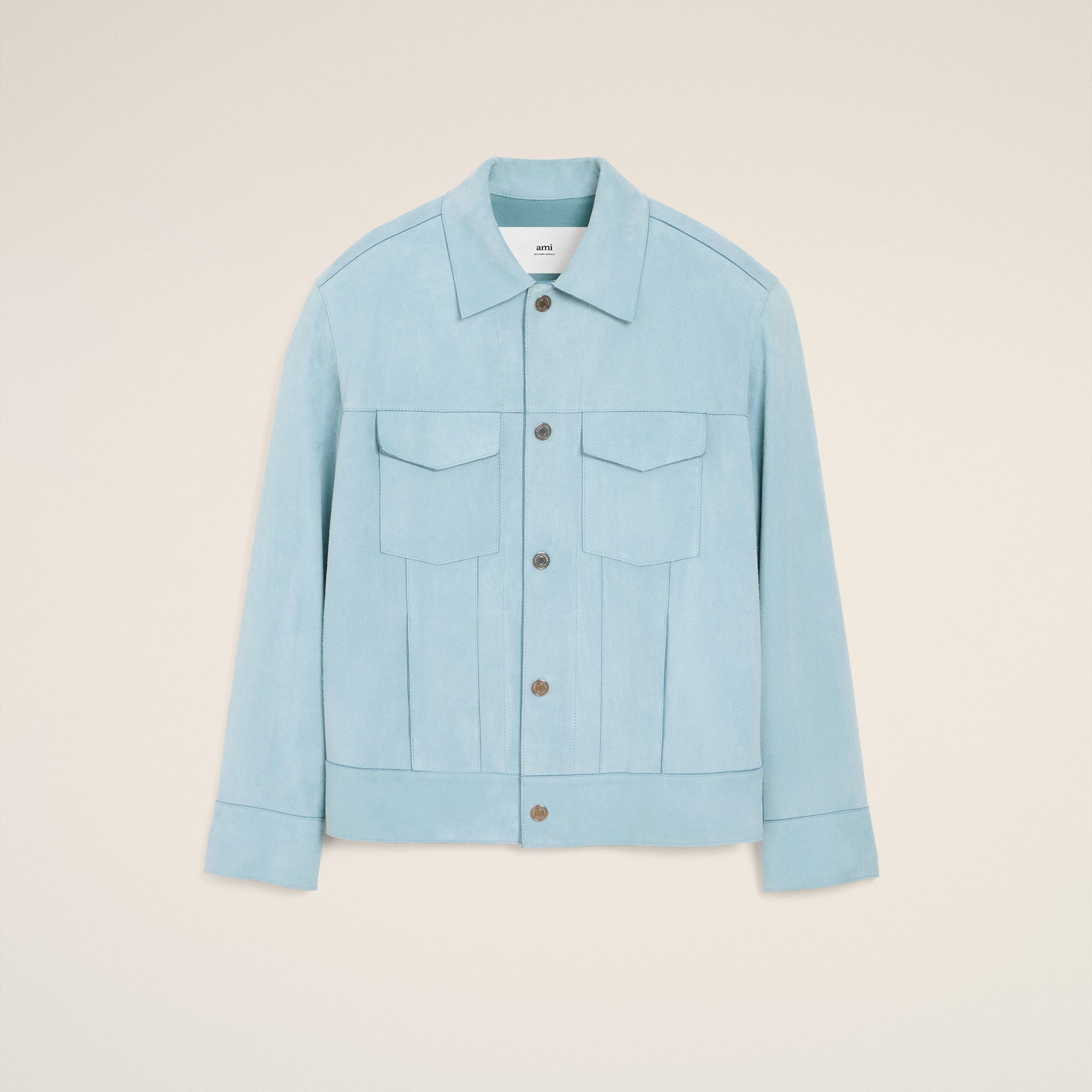 Blue Leather Trucker Jacket