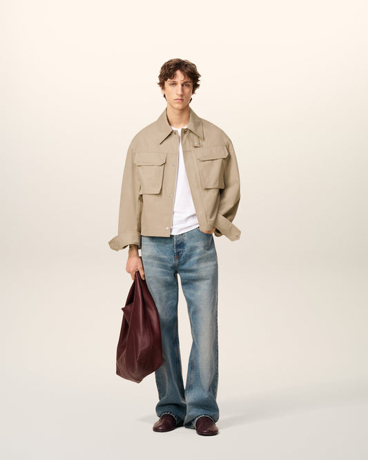 Beige Cotton Worker Jacket