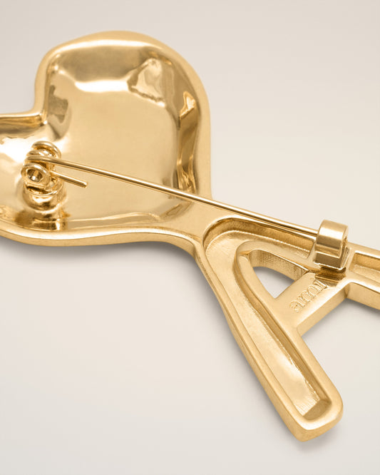 Gold Brass Hammered Ami De Coeur Pin