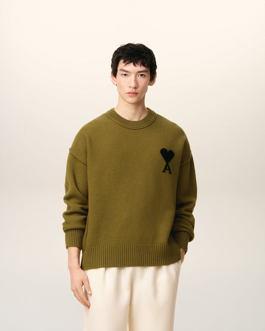 Green Wool Ami De Coeur Crewneck Sweater