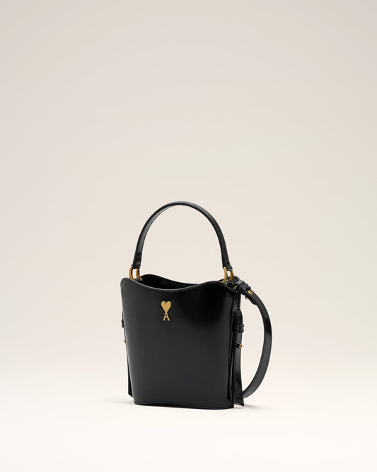Black Leather Mini Paris Paris Bucket Bag