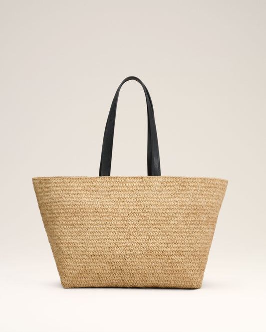 Beige Leather Rafia Ami Paris Tote Bag